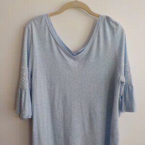 J.Jill Top - Medium - V neck - Light Blue - 3/4 sleeve  (341)